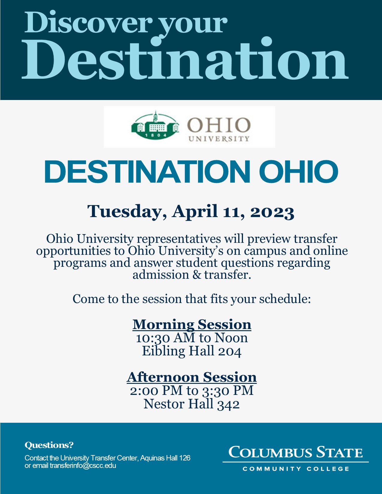 The Ohio University flyer for Destination Day.