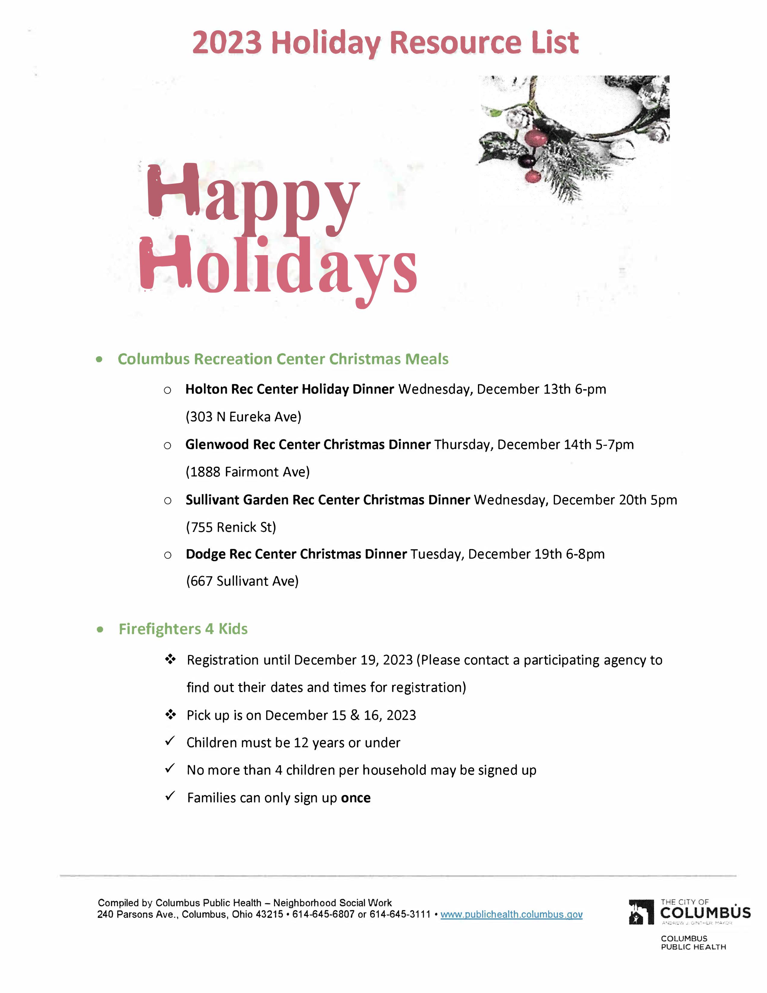 A list of holiday resources