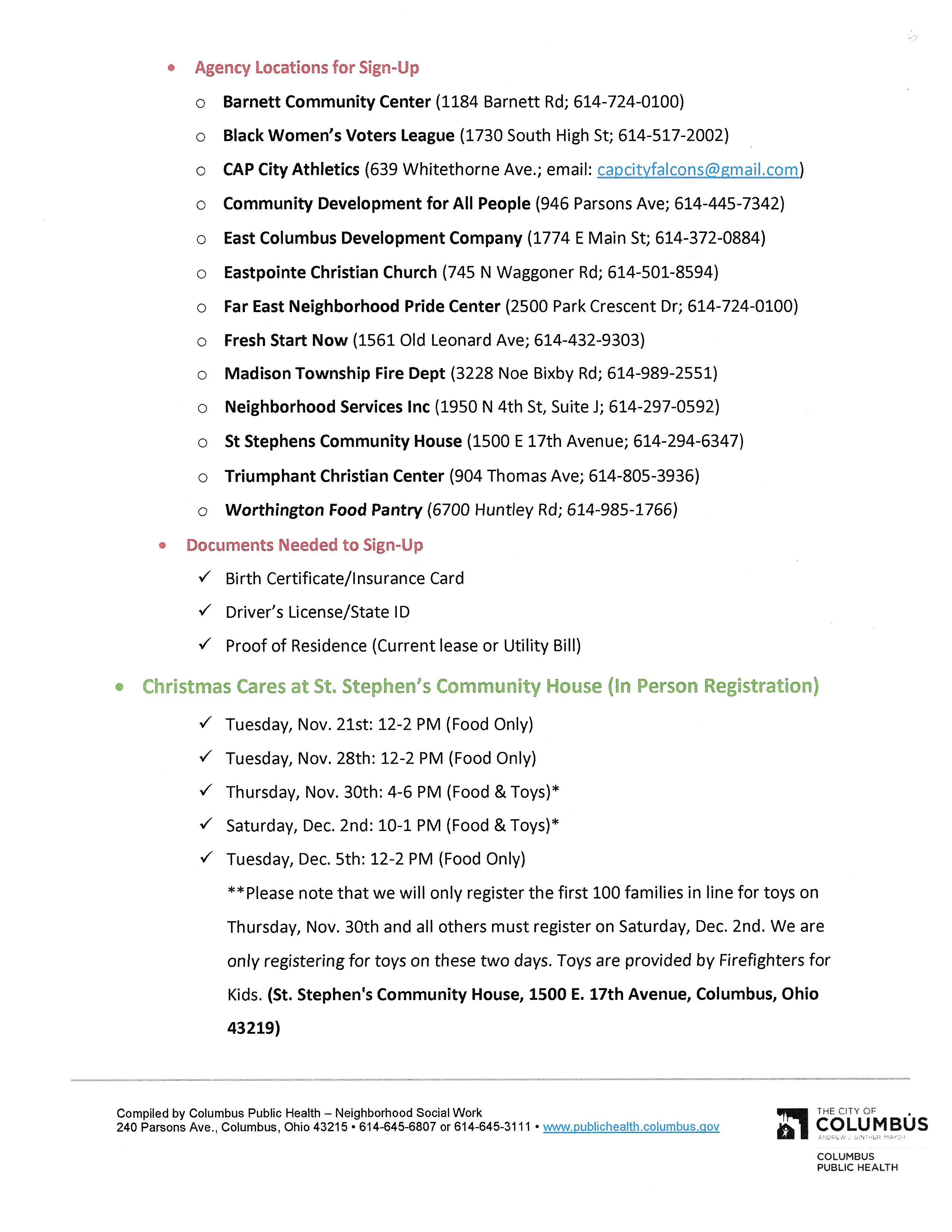 A list of holiday resources.