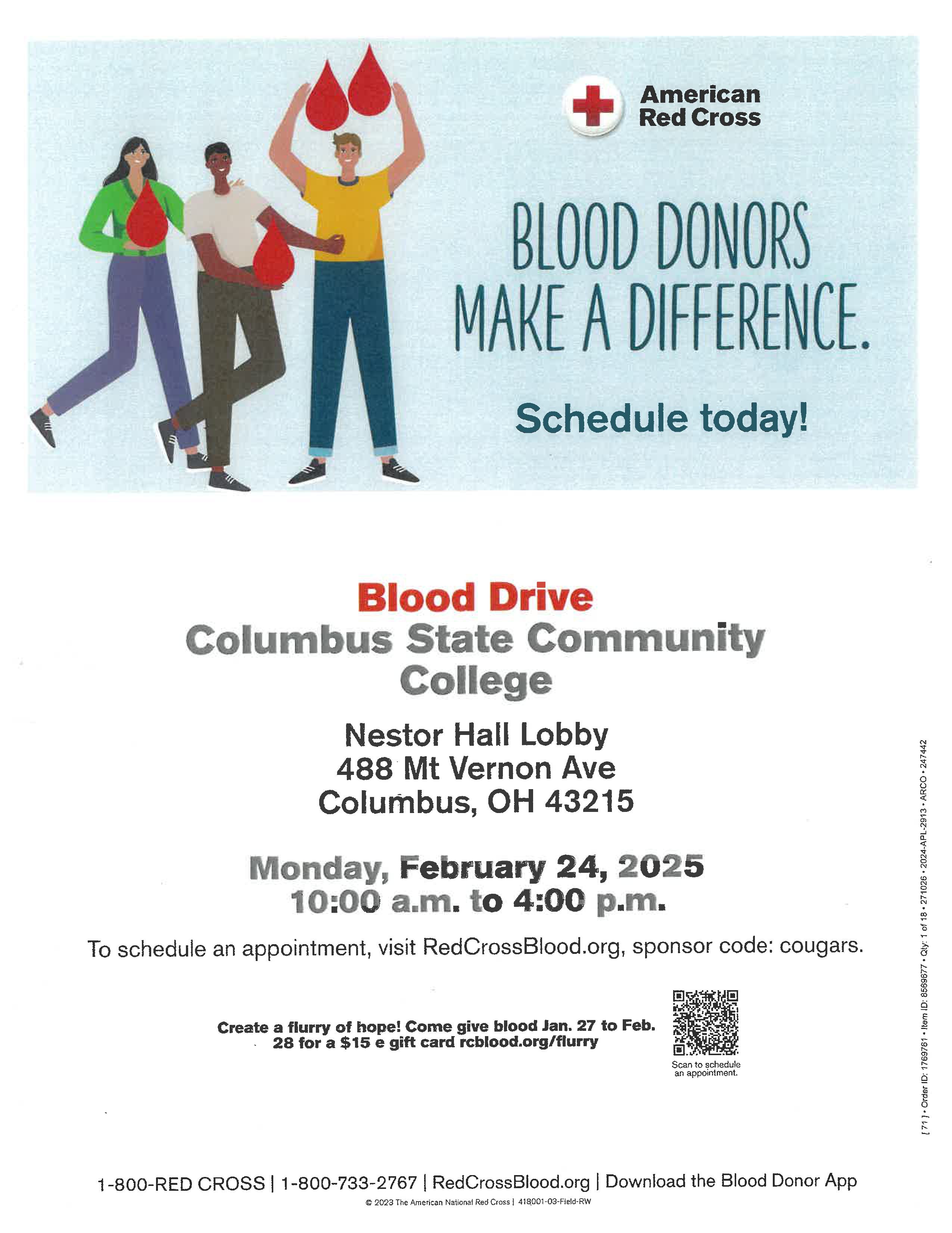 The poster for the Feb. 24 blood drive. 