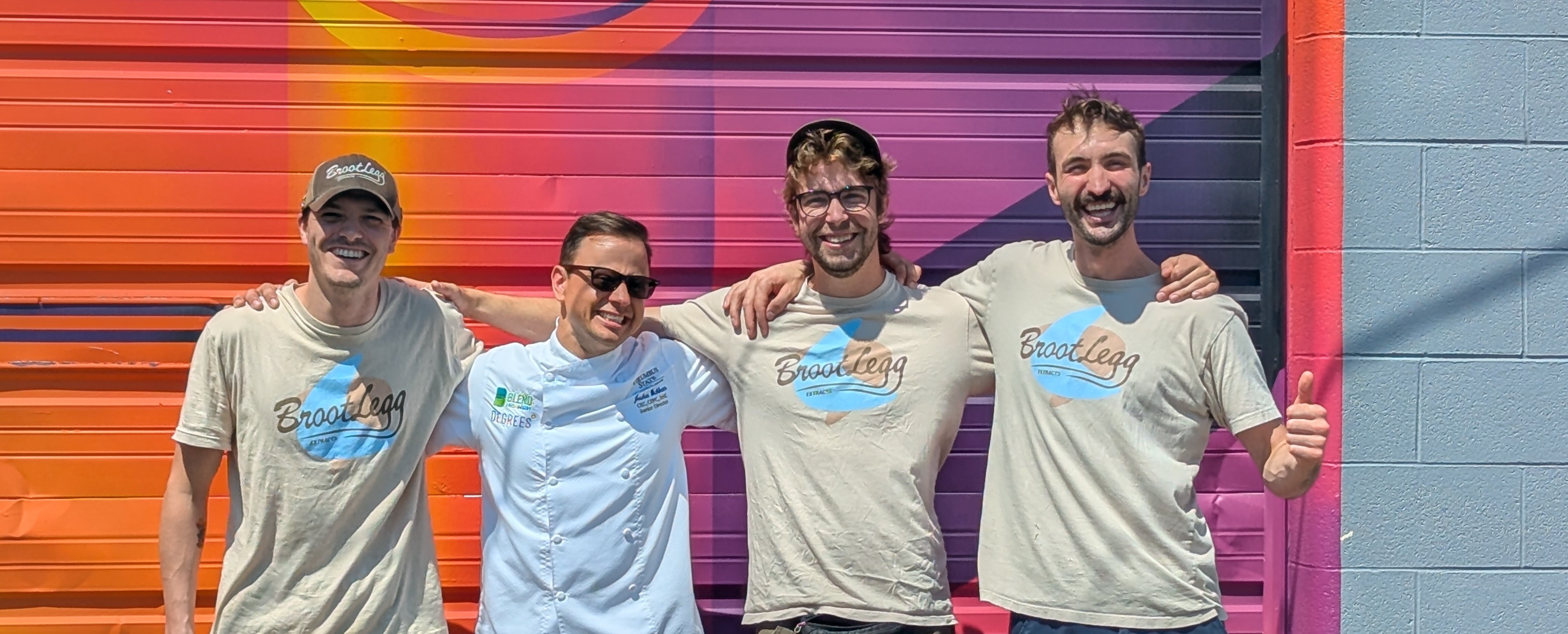 Pictured, left to right: Connor Koon, Josh Wickham, Willy Kramer, and Colin Giacalone. The photo was taken by Jeff Spain last semester outside BrootLegg’s headquarters.&nbsp;