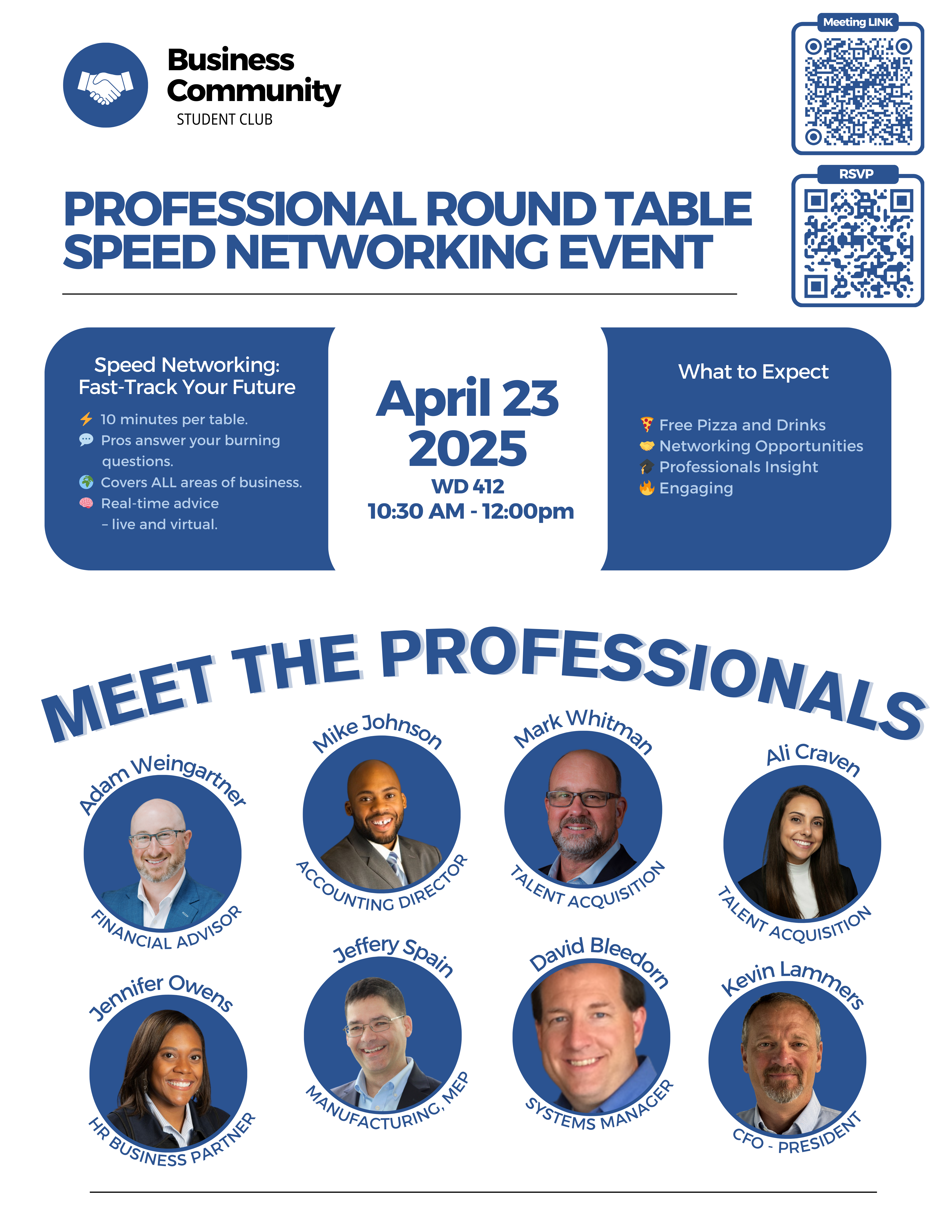 The Business Roundtable flyer with experts who will be attending.