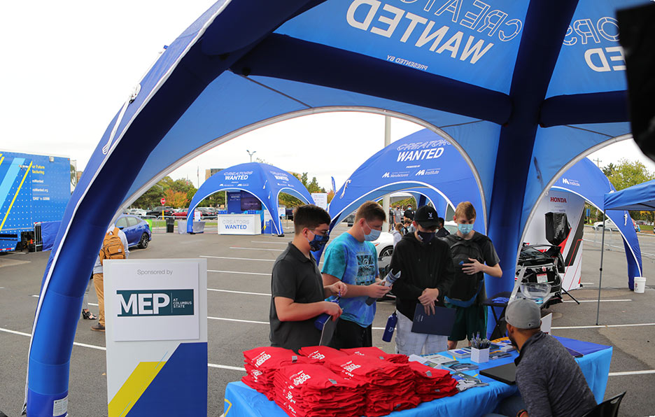 Students stopped by Columbus State’s Manufacturing Extension Partnership (MEP) tent on October 7 at the Creators Wanted event.