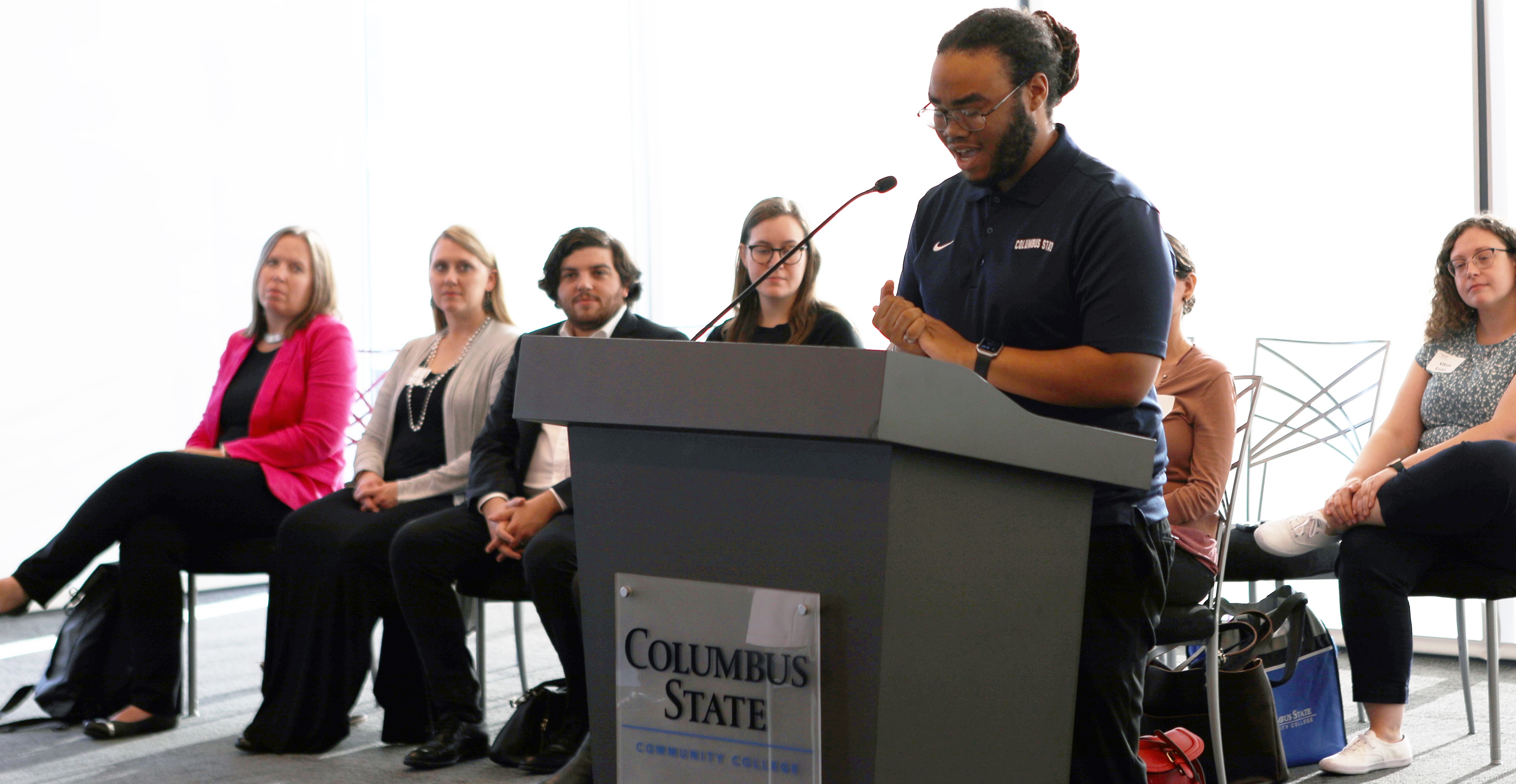 D'Tron Drieseen addressed the Columbus State Board of Trustees during his first meeting in Mitchell Hall on Sept. 21.