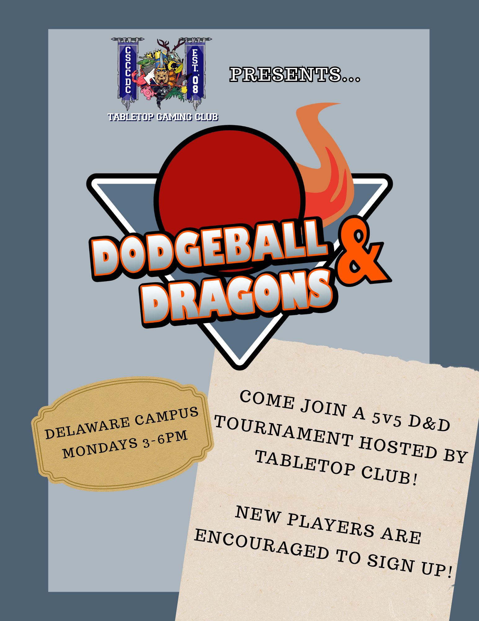 The Dodgeball & Dragons flyer. 