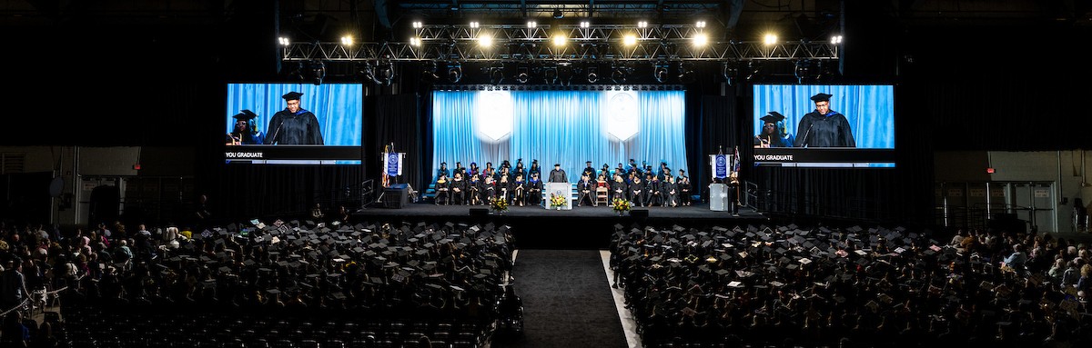 Graduates assemble at the Celeste Center on May 15. Moody Nolan CEO and Columbus State Foundation Board Chair Jonathan Moody was the keynote speaker.&nbsp;