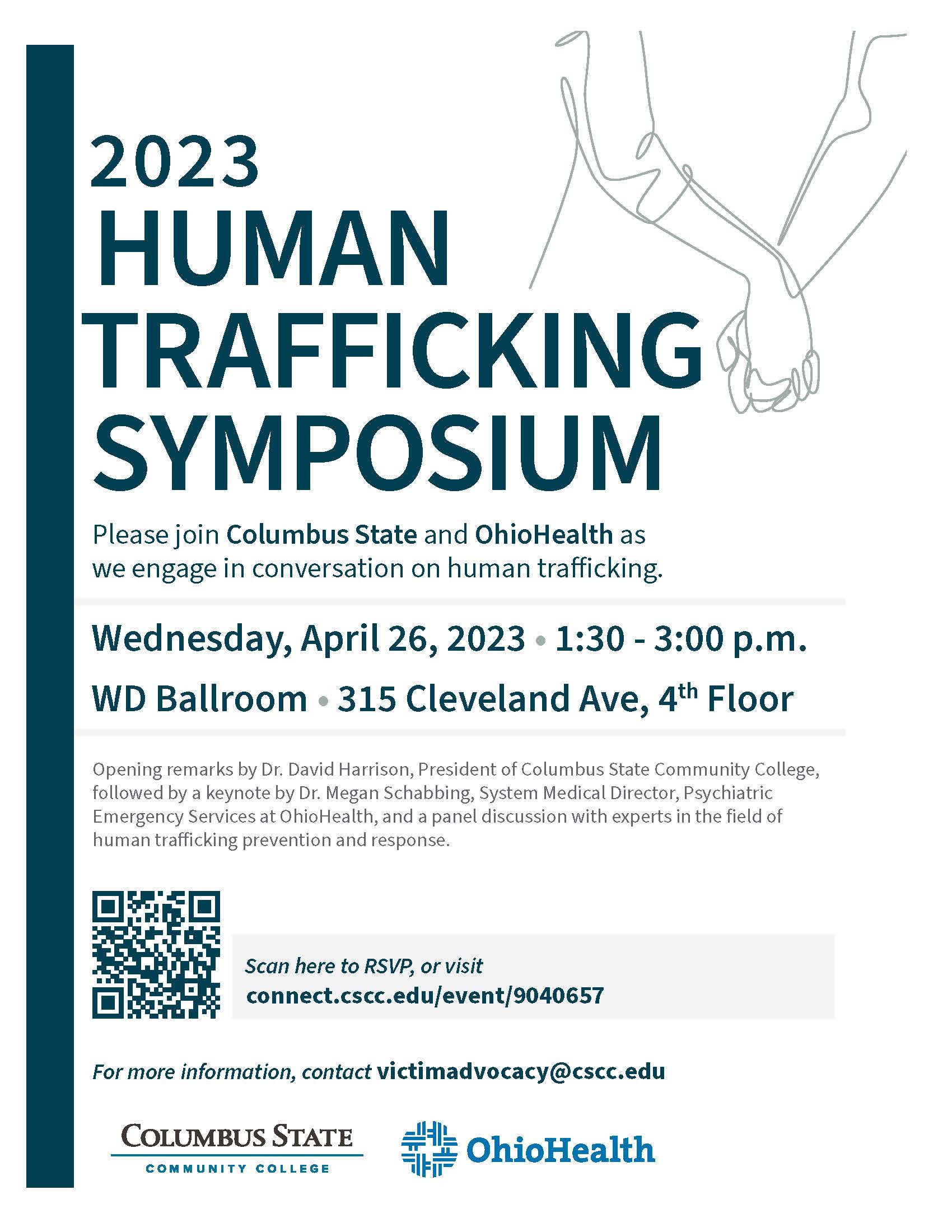 The flyer for the Human Traffiking Symposium on April 26