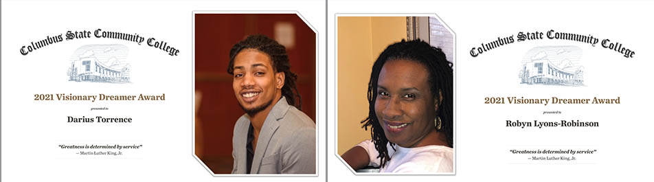 Pictures of faculty member Robyn Lyons-Robinson and student Darius Torrence.