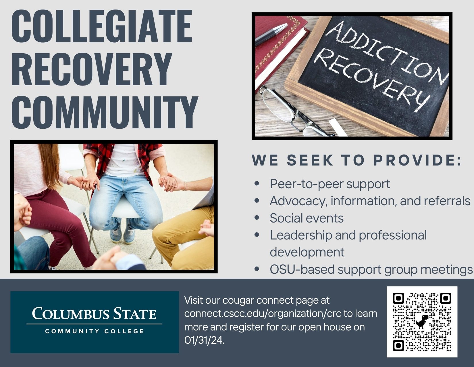 The new College Recovery Community flyer.