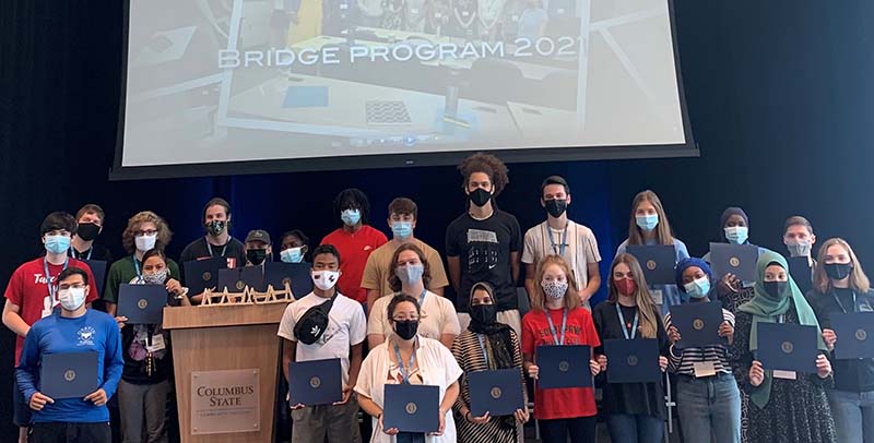 Above: Students attend the STEM Summer Bridge Program Certificate Reception in WD.