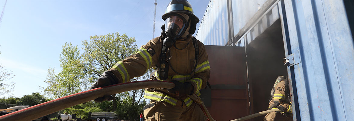 Fire Science student practicing