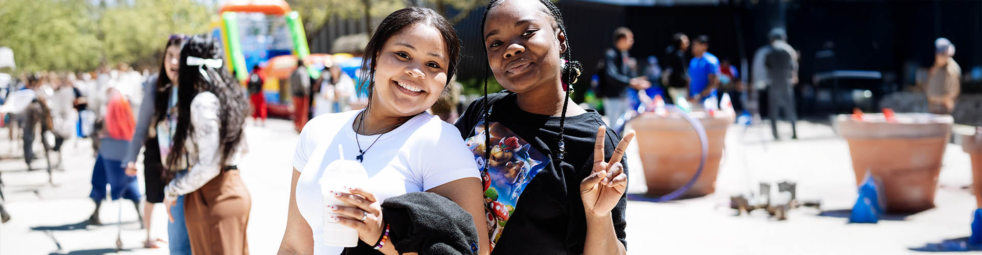 Two students on the courtyard.
