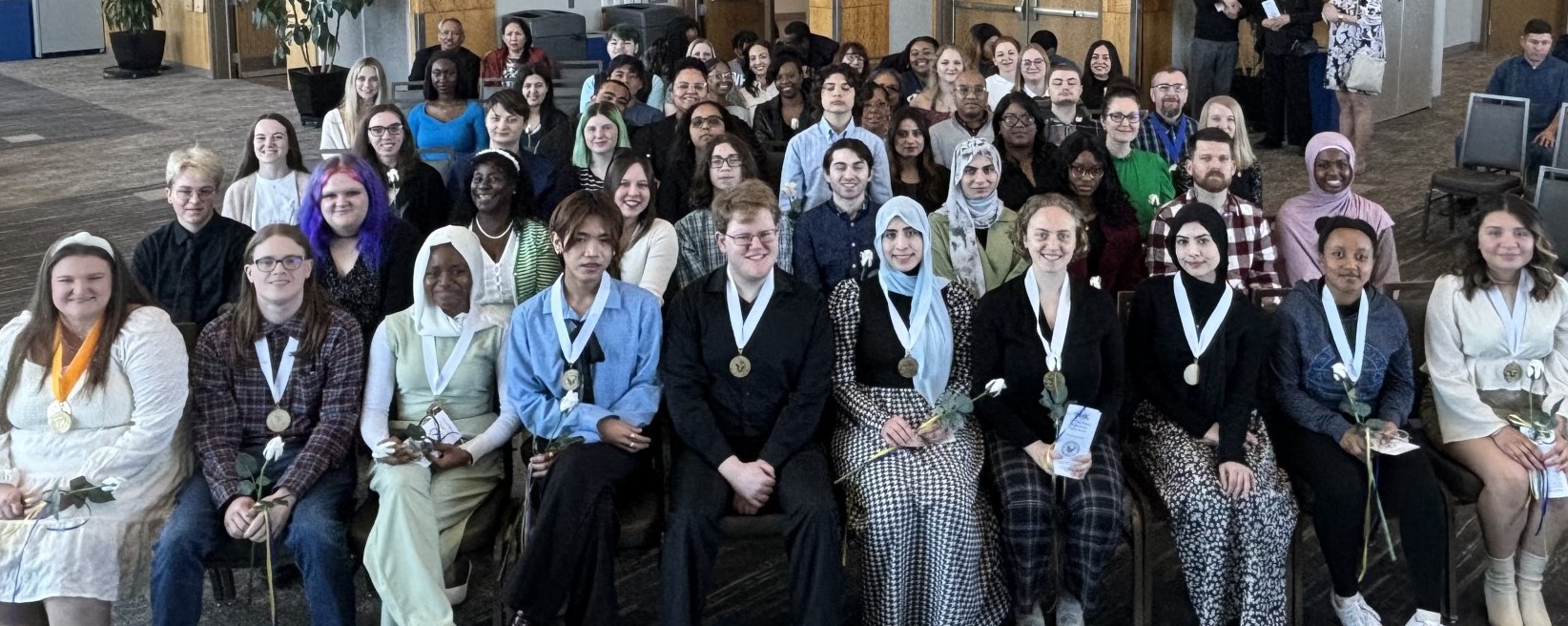 Above: The new Alpha Rho Epsilon Chapter inductees on April 13 in WD.