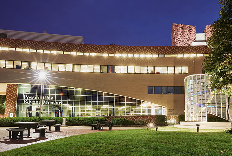 Nightime outside on Columbus States campus.