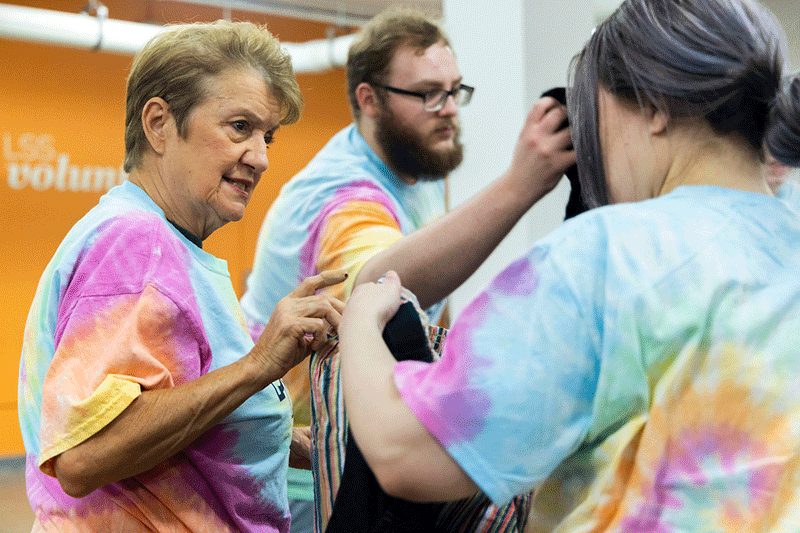 
 Volunteers from Columbus State's Social Work and Human Services program spent their Day of Service with LSS Faith Mission sorting donated items and serving lunch in support of homeless clients working with the nonprofit to stabilize their lives. 
