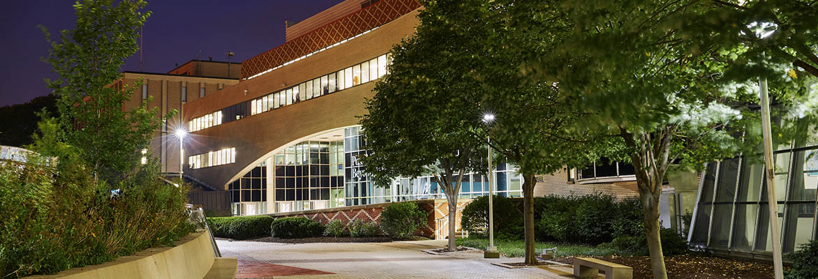 Photo of Nestor hall at night