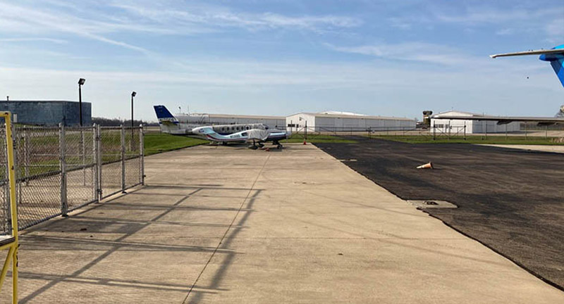 Tarmacbehind hangar. Wheeler Express, CessnaCitation 552, and Boeing 727 are stored here.
