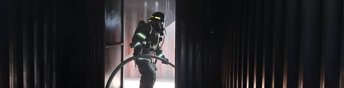 Fire Science student during live burn practice