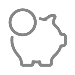 Piggy bank, affordable tuition icon.