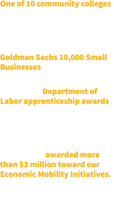 One of 10 community colleges awarded U S  Department of Education Title III, Part A in FY17  One of 19 colleges award   