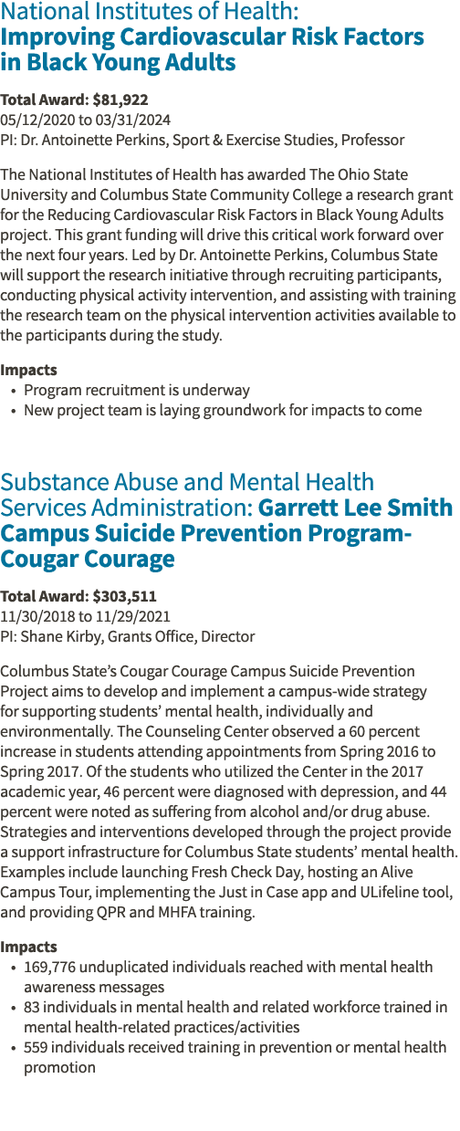 National Institutes of Health: Improving Cardiovascular Risk Factors in Black Young Adults Total Award:  81,922 05 12   