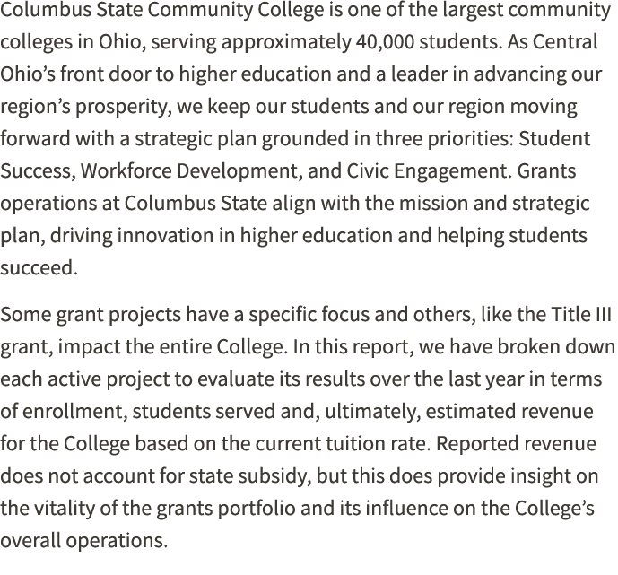 Columbus State Community College is one of the largest community colleges in Ohio, serving approximately 40,000 stude   