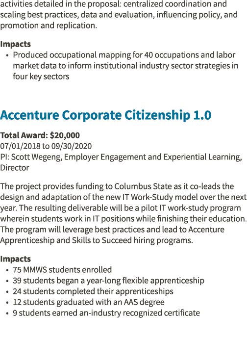 activities detailed in the proposal: centralized coordination and scaling best practices, data and evaluation, influe   