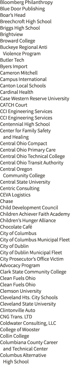 Bloomberg Philanthropy Blue Door Publishing Boar s Head Breechcroft High School Briggs High School Brightview Broward   