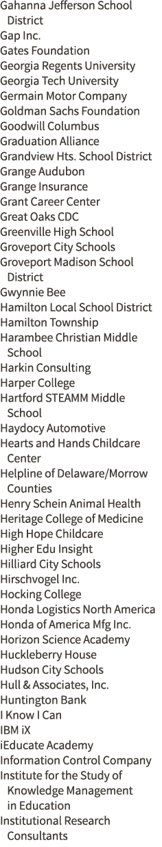 Gahanna Jefferson School   District Gap Inc  Gates Foundation Georgia Regents University Georgia Tech University Germ   