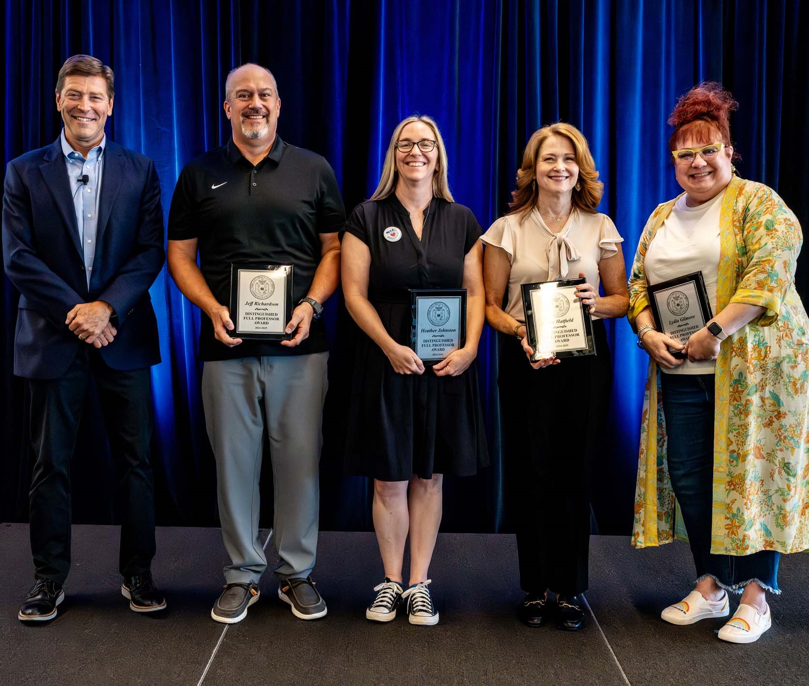 left to right: President Harrison, Jeff Richardson, Heather Johnston, Amy Hatfield, and Lydia Gilmore.