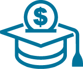 Icon graphic for financial aid.