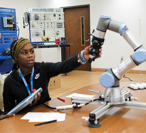 Grants funded Summer Enrichment camps exposing high school students to various In Demand STEM fields. Relevant equipment for the Robotics Lab:  Multi-axis CNC robotic arm,  CNC mill, Universal Robot 3e,  Universal Robot 10e,  AC/DC Electrical Learning System (T7017),  Electric Motor Control Learning System (ODHE RAPIDS)