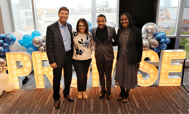 This was a welcome breakfast for the first Columbus Promise Scholars cohort. City Council Pres. Shannon Hardin, School Board Pres. Talisa Dixon, and I Know I Can Executive Director Katina Fullen all there. Pres. David Harrison also.