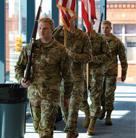 Veterans Day Ceremony in Mitchell Hall November 8, 2022. Same day as mid term voting day. Chancellor Randy Gardner gave a short speech. Also Columbus State received Purple Star designation for being a military friendly campus.