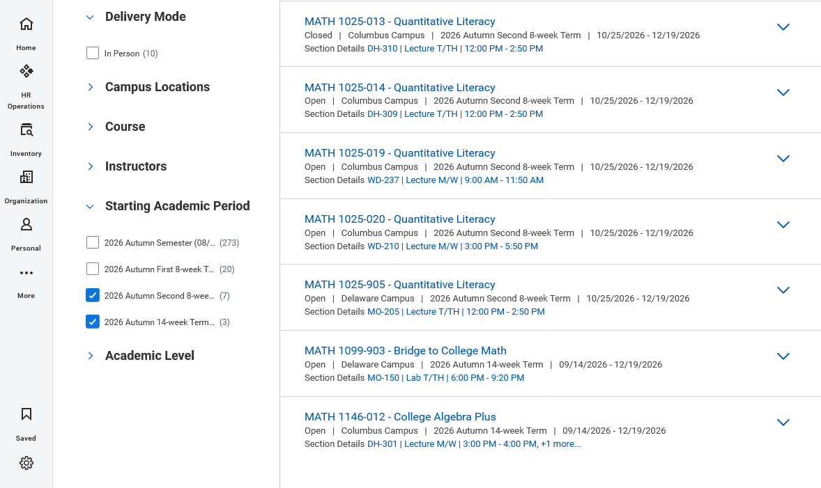 Filter for Starting Academic Program in Workday