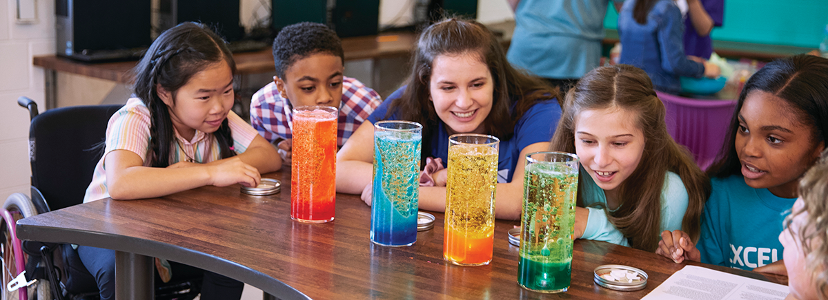 Children do a science experiment