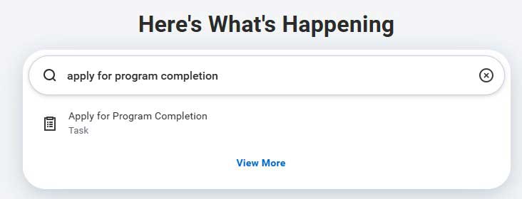 Search for Apply for Program Completion
