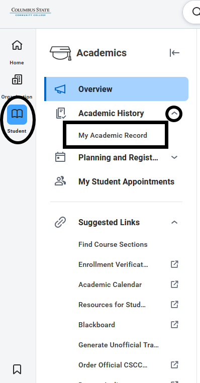 Screenshot of My Academic Record in Workday